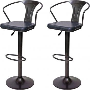 Bar Chair Metallo Nero e Tessuto Grigio TDB04056