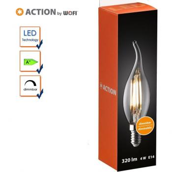 ACTION 9734 A+ LED-Flamme – 4 W, E14, 3,5 × 3,5 × 12,1 cm, warmweiß