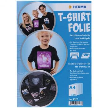 HERMA A4 Bedruckbare Transferfolie für Dunkle Textilien, 10 Blatt Packung
