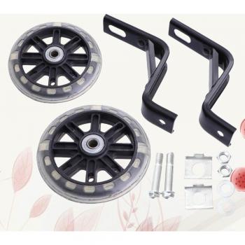 2PCS Blue Kids Bike Auxiliary Wheels with Light Effects and Silent Mechanism, 18 Inch Bracket