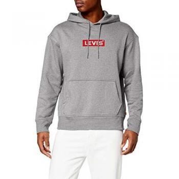 Levi's Hoodie Gráfico Relajado, Gris (Boxtab Pop Midtone Grey Htr 0030), Talla L para Hombre