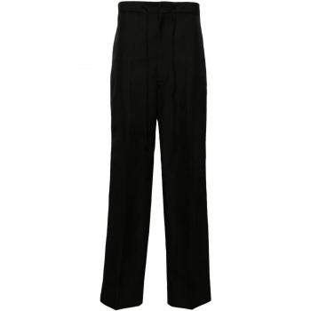 Maison Margiela, Straight Trousers, female, Black, 2XS, Cotton Wide Leg Trousers