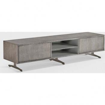 KAWOLA GALA Lowboard mit TV‑Fächern – Kunstleder grau, 180 × 42 × 40 cm