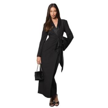 Coast Women's Black Satin Maxi Dress, Bow Detail – Size 10