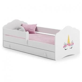Lit Enfant 140x70 cm Licorne Nala – Matelas + Tiroir de Rangement
