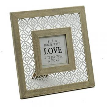Cornice portafoto da tavolo in legno e metallo bianco quadrata cm 24x1h24