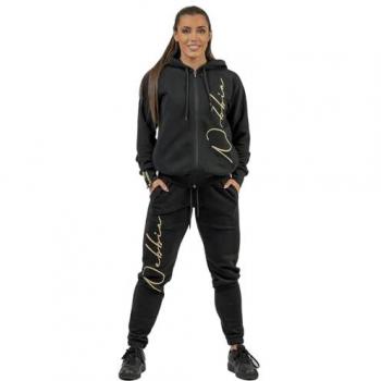 Pantaloni lunghi donna Nebbia Intense Signature neri e dorati, alta vita