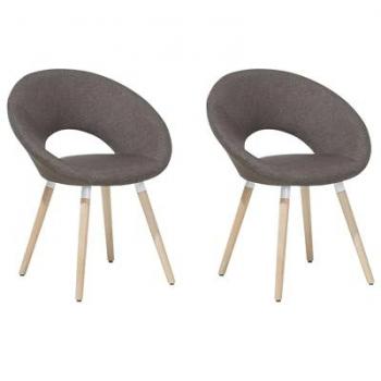 Set of 2 Modern Dining Chairs with Taupe Fabric Upholstery
