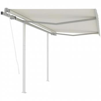 Toldo Retráctil Automático vidaXL con postes crema 3,5x2,5 m