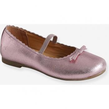 Ballerines en cuir pour fille rose VERTBAUDET