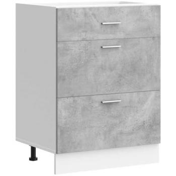 Modello “Lyon” di base cucina: cemento grigio, legno multistrato