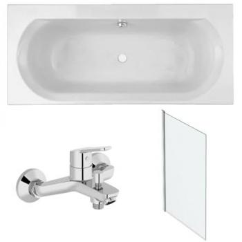 Set Bañera Elíse 170x75 Jacob delafon con Ducha y Mampara en Cromo