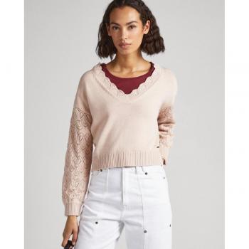 Pepe Jeans Jersey de mujer con detalles calados en color rosa