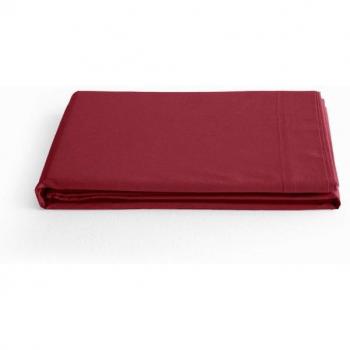 Drap plat Carmin en percale de coton peigné