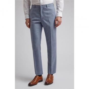 Men's Dusty Blue Light Flannel Slim Fit Trousers