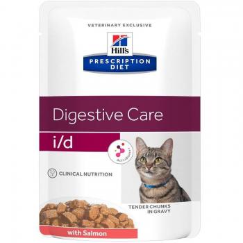Hill's Prescription Diet i/d Digestive Care Bocconcini Salmone per Gatti, Bustina da 85g