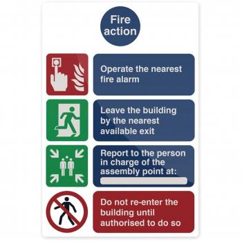 Fire Alarm Action Sign, Fixman 785748 – 200 × 300 mm