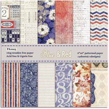 AlinaCraft 6X6 Blue and Red Scrapbooking Paper Pack