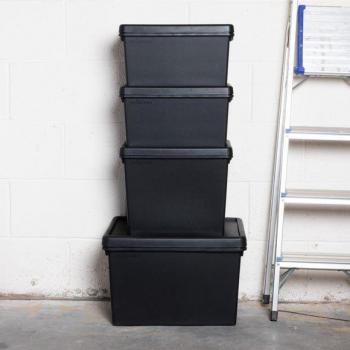 Wham Bam 4-Piece Heavy Duty Multi-Size Black Storage Box Set