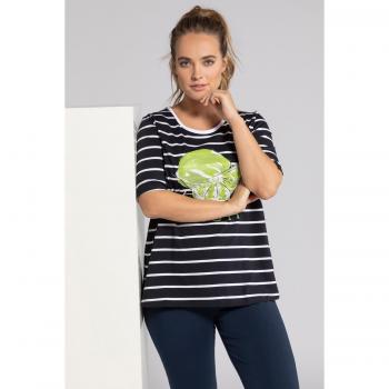 T-shirt ricamata frutta esotica Donna Plus Size Nero Cotone Taglia 52/54