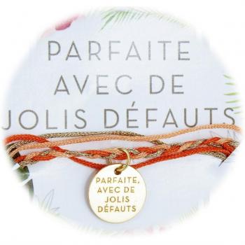 Cordon Bracelet 'Messages' Doré et Orange