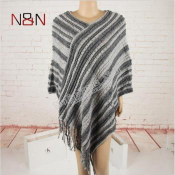 Women's Loose Fit Striped Poncho Sweater