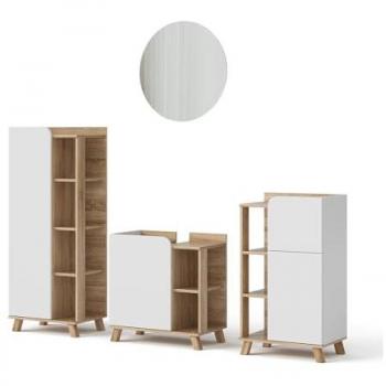 Vicco Badmöbel-Set Karen, modernes Design in Sonoma Weiß
