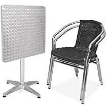 Oviala Garden Set: Bistro Reclinabile e 2 Sedie in Alluminio