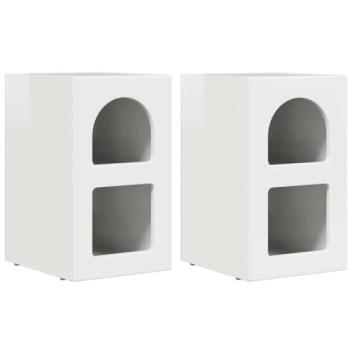 White High-Gloss Bedside Table Set (2 Units) – 29.5×33.5×50 cm