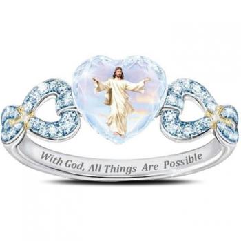 Bague en cristal vintage pour femmes, accessoires d'Halloween, anneau cœur de Jésus à petit prix