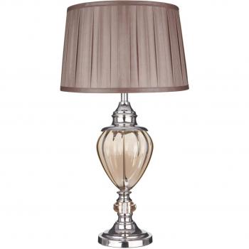 Lampada Greyson Scrivania Moderna Acciaio Cromo, Vetro Ambra, 1 Luce E27
