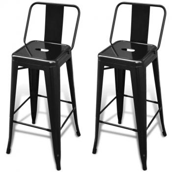 VidaXL Zweier-Set Barhocker Schwarz Stahlrohr