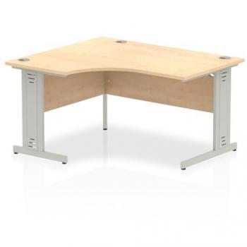 Impulse 1400mm Left Crescent Desk Maple Top Silver Cable Managed Leg
