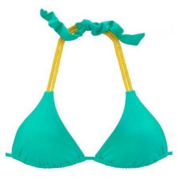 Damen Triangel‑Bikini-Top Venice Beach – Mintgrün, Größe 34 Cup A/B, unifarben mit kontrastfarbenen Akzenten