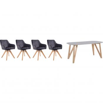 Essgruppe Stilvoll, 5-tlg., Samtvelours