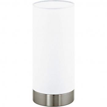Lampada da tavolo Damasco 1, acciaio, nichel opaco, satinato, bianco
