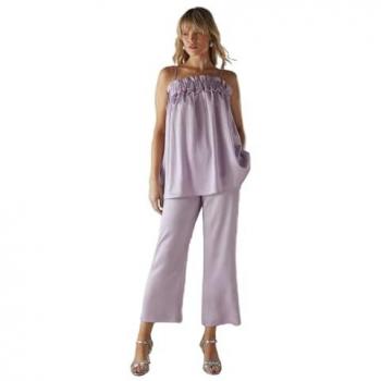 Crushed Satin Lilac Hip‑High Cropped Leggings