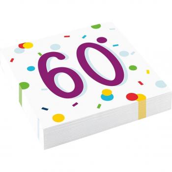 Amscan Konfetti-Serviette 60 Jahre – 33 × 33 cm – 20 Packung