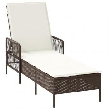 Brown Poly Rattan Recliner Lounger – 157 × 55 × 92 cm (Sun Model)