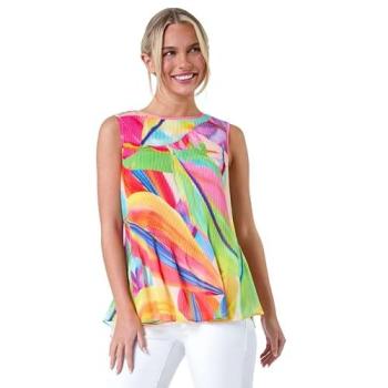 Roman Women's Petite Abstract Pleated Vest Top in Orange – Size 8