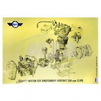 Explosionsdarstellung Farbposter (72x50cm) AWO 425 Motor 250ccm 12 PS