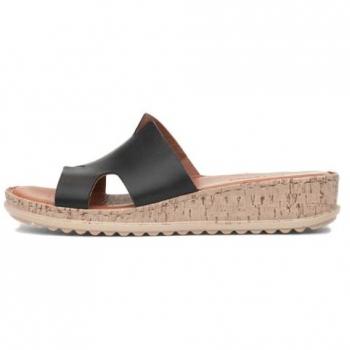 Eloise Slip-On Sandals in Black Leather