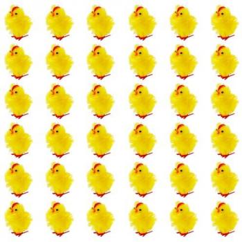 Petits Poussins Gourmands – Lot de 36 peluches jaunes