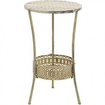 Vintage Style Bistro Table Round Metal 40x70 cm White