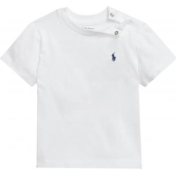 Maglietta bianca in cotone per neonato Ralph Lauren