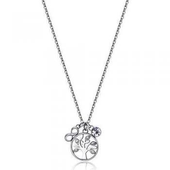 Collier en Acier avec Pendentif Arbre de Vie et Cristaux