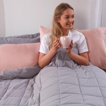 Kg Weighted Blanket with Quilted Fabric in Silver Grey, Measures 150 x 200 cm