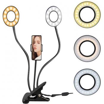 Lampe d’anneau LED ajustable, bras mobile, support téléphone pour studio
