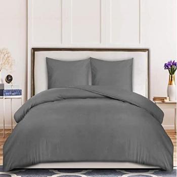 Duvet Cover Set 3 PCS Double Plain Brushed Microfiber Bedding Duvet Cover Pillowcases Soft (King)