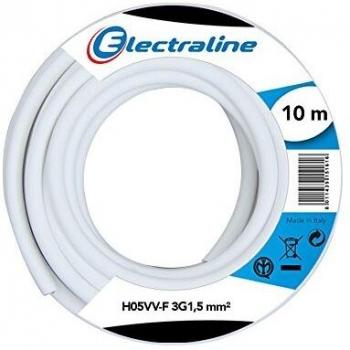 Câble 10m H05VV-F blanc 1,5mm²